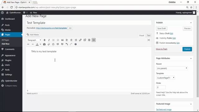 How to Create a Custom Page in WordPress