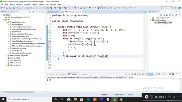 How To Find The Minimum Sum between Two Elements Of Array In Java смотреть онлайн