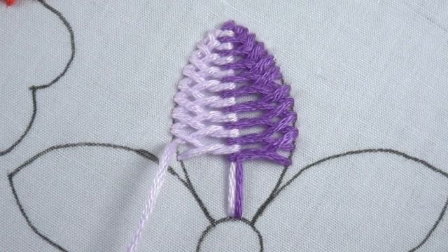 Hand Embroidery exclusive heavy stitch double needle work with dual color flower design