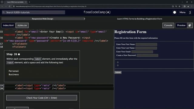 Learn HTML Forms by Building a Registration Form - Step 26