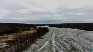 Весеннее половодье с высоты птичьего полета. Река Клязьма и озеро Запольское