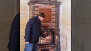 Печь-Камин кирпичный двухрежимного варианта с кирпичным панно ,, Совы ''