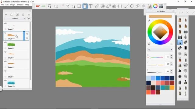 Autodesk Sketchbook Tutorial - Vector Landscape using Lasso Tool