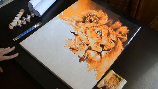 Красивая картина по номерам с Aliexpress Львы. Видеообзор смотреть онлайн
