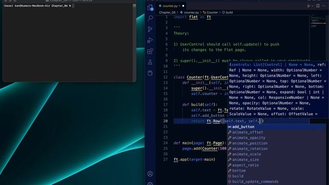 Classes OOPs Concepts in Flet | User Controls | Chapter 06 | Flutter | Flet Python Basics Tutorial
