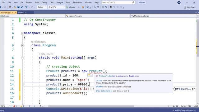 Dotnet Core Tutorial | Constructor in C# | Csharp