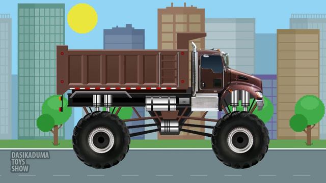 Мультик про машинки Монстр Траки: пожарная машина, полицейская машина, самосвал, грузовик, vehicles смотреть онлайн