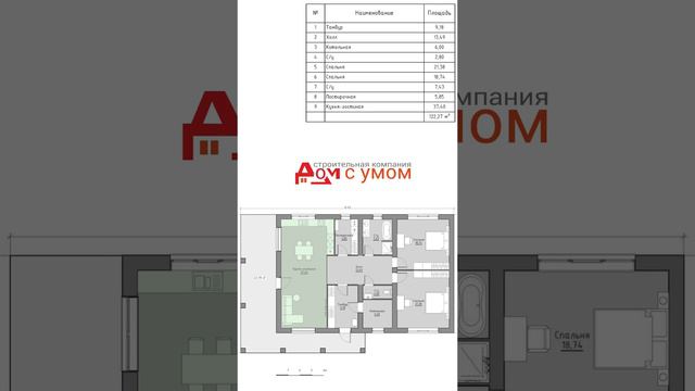 Отличная альтернатива трёхкомнатной квартире: 2 спальни и кухня-гостиная