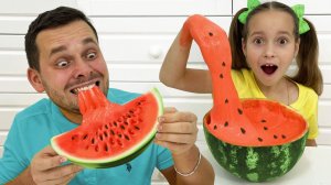 Fun Watermelon Slime Challenge with Sofia and Dad!