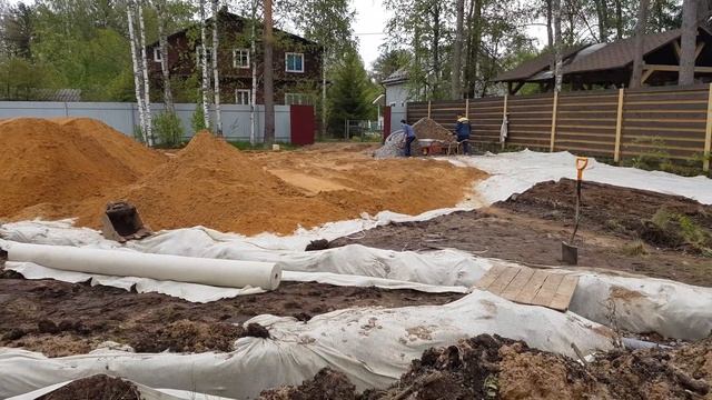 Раскорчевка участка, дренаж и обратная отсыпка песком в Белоострове смотреть онлайн