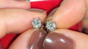 Серьги пуссеты с муассанитами 0,5ct (5мм) D VVS1, серебро 925