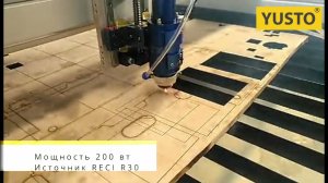 Лазерная резки толстой фанеры на лазерной станке  200 Вт источник RECI R30. Тестирование
