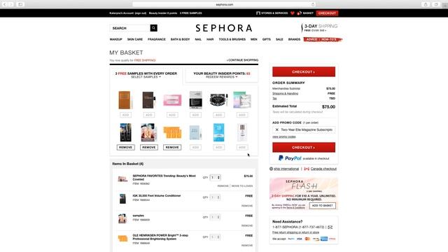 Как сделать заказ на сайте Sephora, доставка, оплата