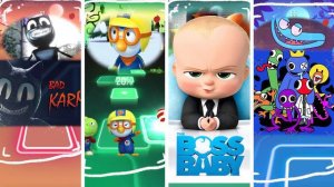 Cartoon Cat 🆚 Pororo the Little Penguin 🆚 Baby Boss 🆚 Rainbow Friends | Tiles Hop EDM Rush