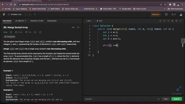 Merge Sorted Array | Leetcode 88 | Array | Java Interview Question | Leetcode Mastery | Manish Hari