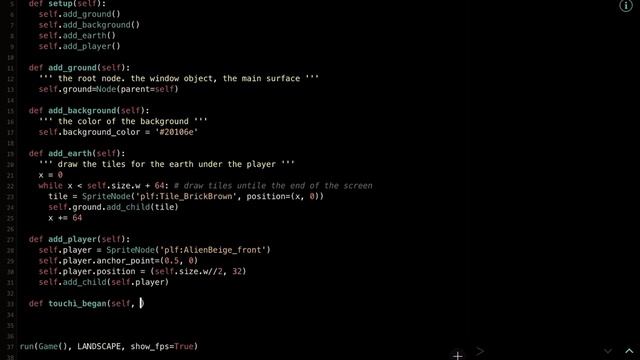 Pythonista game ipad - day 1