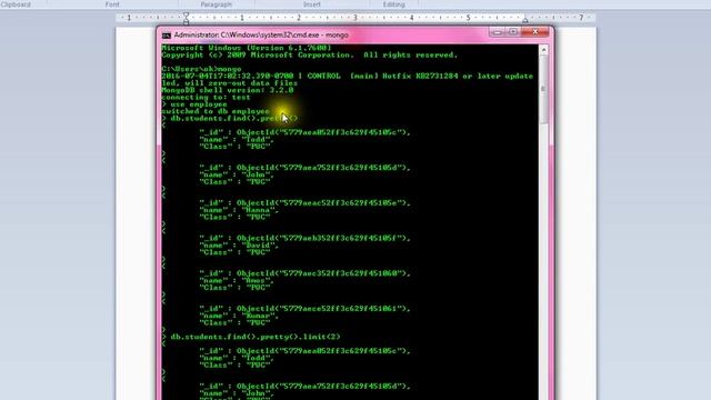 FIND  LIMIT METHOD IN MONGODB DEMO