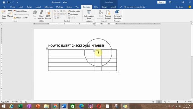 How to Insert Checkboxes in Microsoft Word Table