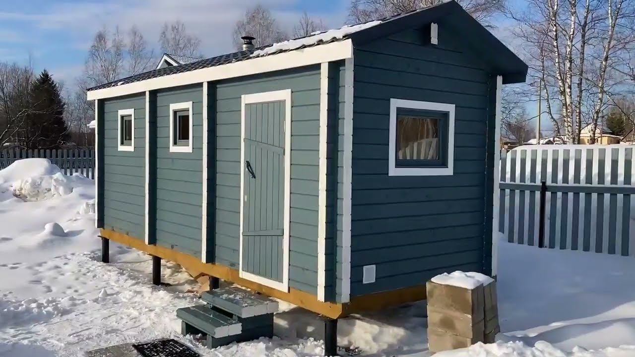 Отзыв √ 24 от заказчика. Баня мобильная, перевозная, из бруса в чашу, под ключ.