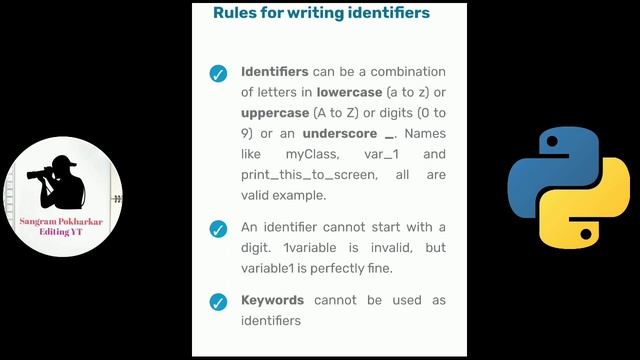 Identifiers in Python Programming Laungage | How Declare with example