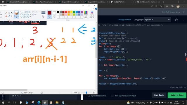 Diagonal Difference Hacker Rank Python смотреть онлайн