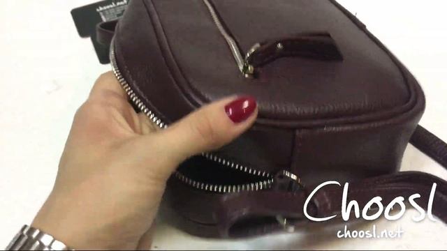 Сумка через плечо, из кожи флотар винного цвета  — Choosl