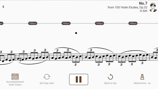 No.7 from 100 Violin Etudes, Op.32 | H.Sitt 【 Violin Sheet Music 】 смотреть онлайн