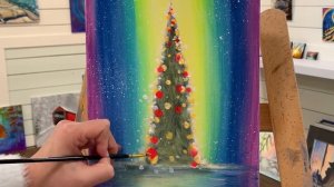 How To Paint A COLOURFUL CHRISTMAS TREE ? acrylic painting tutorial