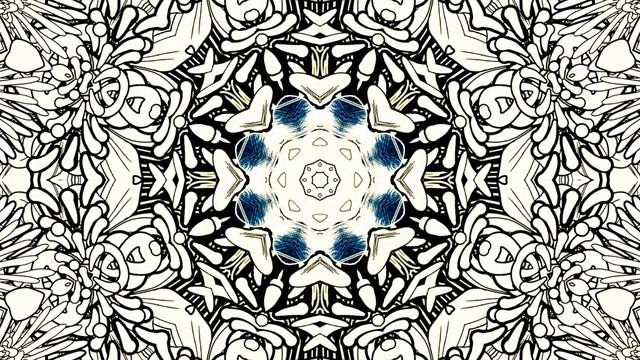 Kaleidoscope Visual Art, Video Black And White Vintage Flowers Art Illustration Kaleidoscope Visual