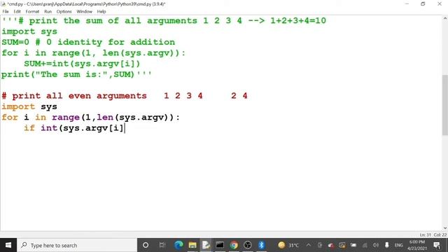 10.3 Printing even numbered argument form Command Line | Python Lectures |