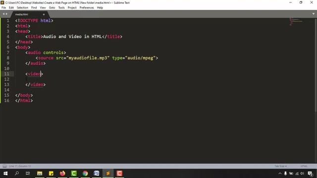 Insert Video and Audio into Website using HTML5 | HTML Tutorial for Beginners