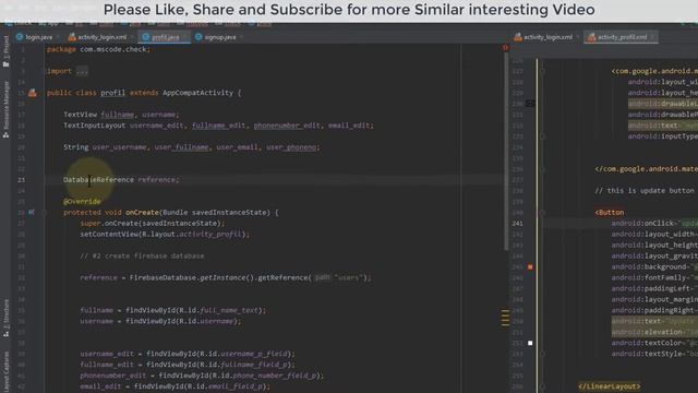 #2 Get data from Firebase database in Android Studio|| Profile Screen | Complete Tutorial [2021] смотреть онлайн