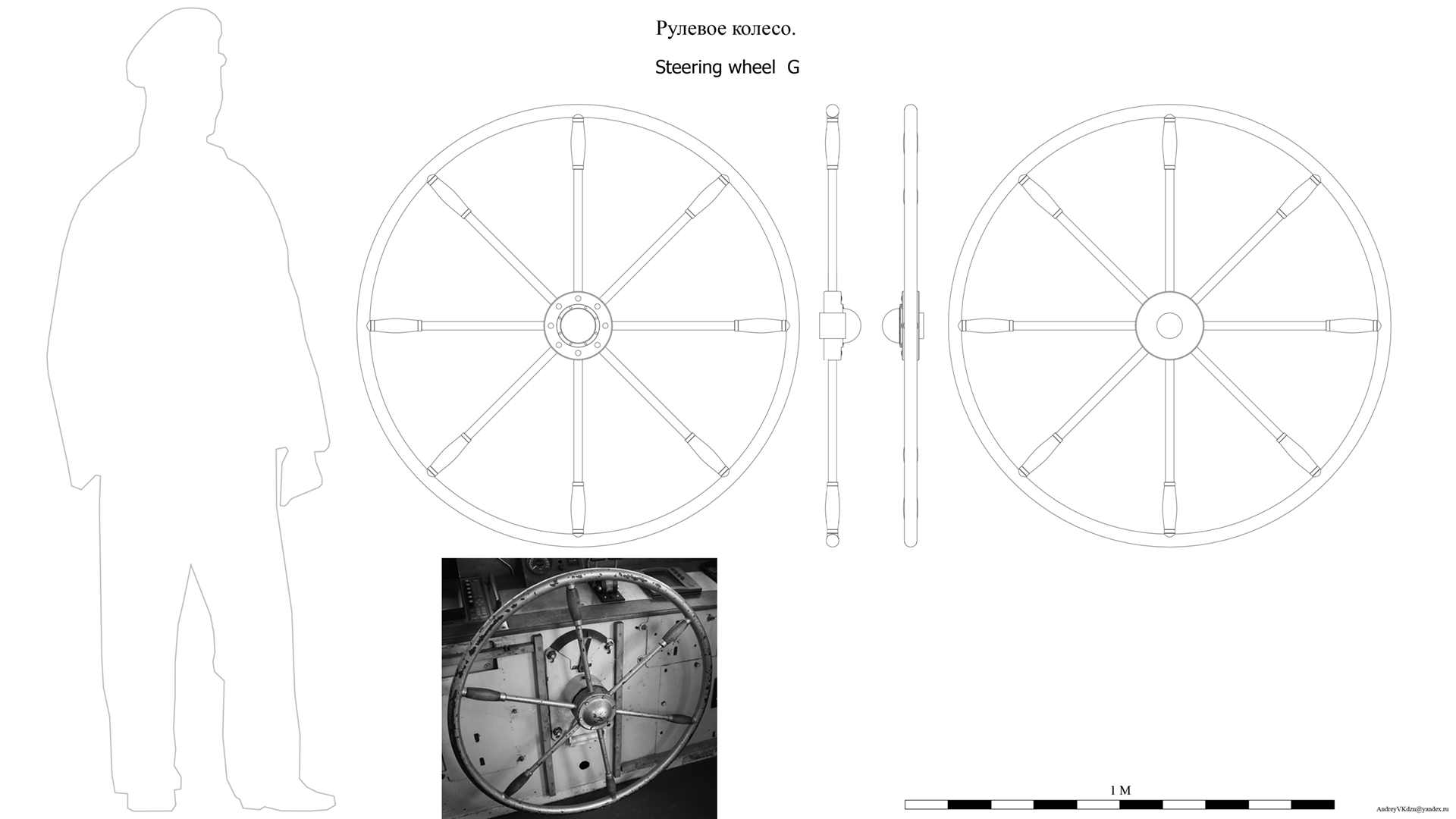 Чертеж штурвала корабля
