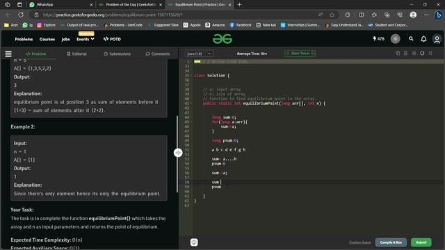 Day 6/100 Equilibrium Point GFG POTD Today#coding #java #gfgdailyproblem #gfg #youtube #tech смотреть онлайн