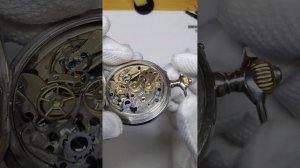 Карманный серебрянные хронограф(ремонт заводной пружины)