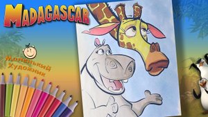 Мадагаскар Раскраски для детей. Мелман и Глория Раскраска из мультика