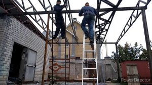 Варим навес 6х7.5 метра.