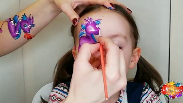 Аквагрим для начинающих/ Дракон для девочки. Уроки аквагрима