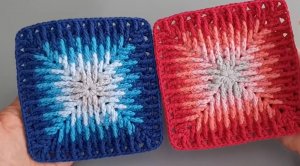 Квадрат, мотива вязание крючком многоцветный