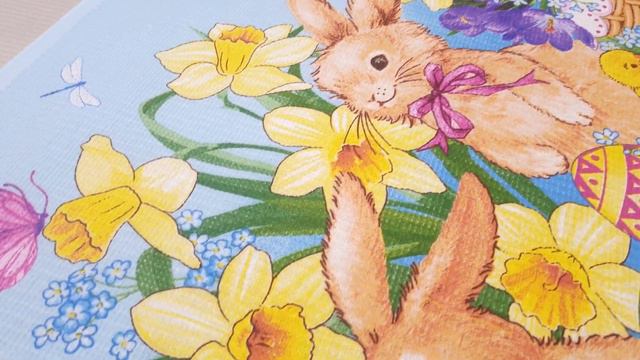 Ткань Полотно вафельное 50 см рис 35004 вид 1 Пасхальные зайчики смотреть онлайн