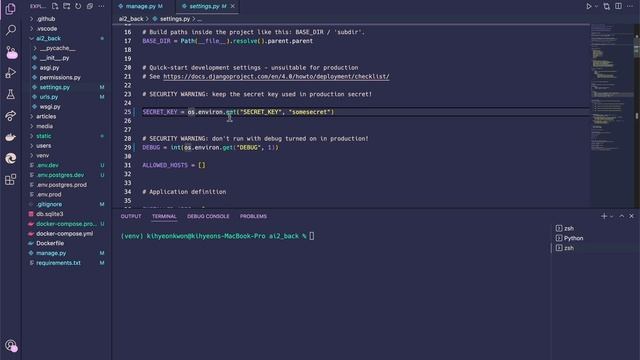 Django Postgres Nginx Docker 4 production을 위한 env와 settings 설정 смотреть онлайн
