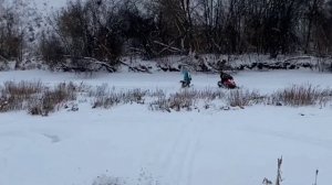 Polaris Dragon 700 and Yeti snowbike весело отжигают в уикенд