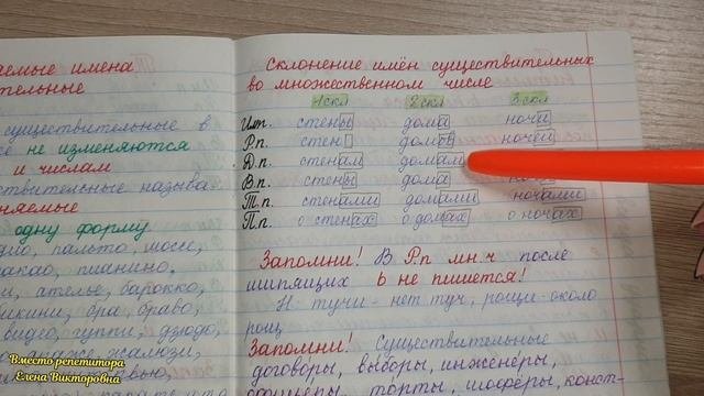 Занятие 14. Склонение имен существительных во множественном числе
