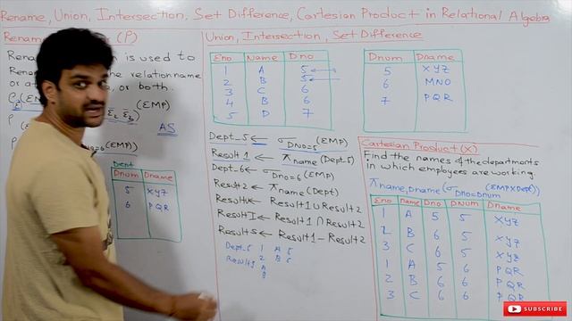 Rename Union Intersection Set Difference and Cartesian Product Operators in Relational Algebra L 4 смотреть онлайн