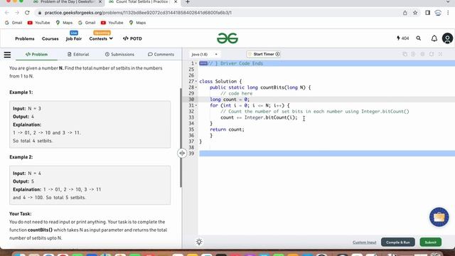 Count Total Setbits| GFG | POTD | 15th May 2023 | Bit Manipulation | Java | C++ | Problem Of The Da смотреть онлайн