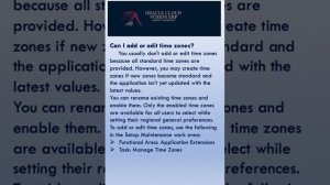 Oracle Fusion Cloud ERP Applications | Can I add or edit time zones