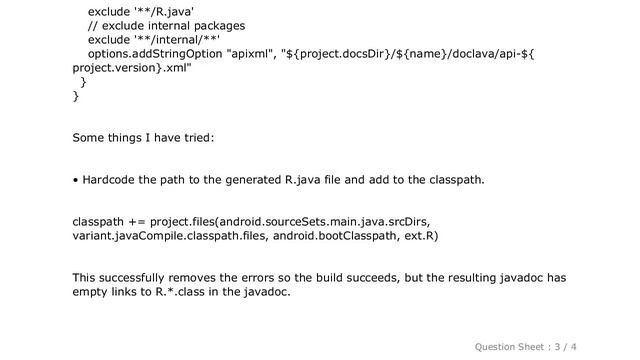 Android : Gradle exclude R.java in Android Javadocs when internal classes depend on R.java смотреть онлайн