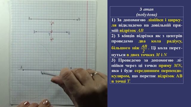 ПОБУДОВА СЕРЕДИННОГО ПЕРПЕНДИКУЛЯРА ДАНОГО ВІДРІЗКА. ЗАДАЧІ НА ПОБУДОВУ | ГЕОМЕТРІЯ 7 клас смотреть онлайн