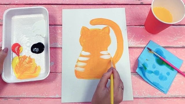 Как нарисовать КОТИКА ЛЕГКО.РИСУЕМ КРАСКАМИ ) How to draw а CAT