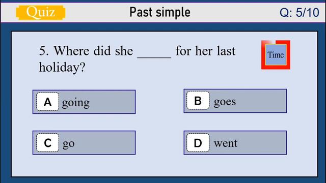 Past Simple Quiz test. Can you score 1010?quiz pastsimple